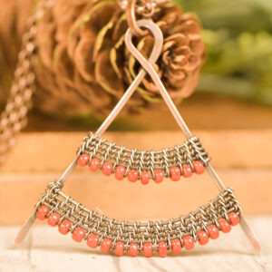 Coral Seed Bead Triangle