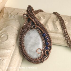 Moonstone with Blue Crystal Accent Necklace
