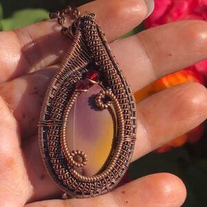 Mookaite With Red Glass Crystals Necklace