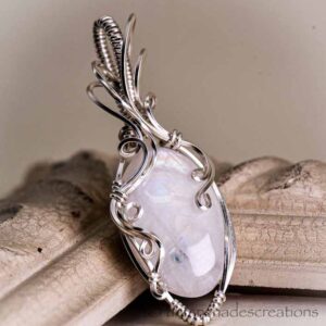 Oval Rainbow Moonstone Necklace