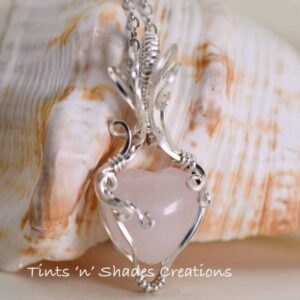 Pink Heart Rose Quartz Necklace