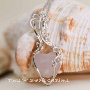 Pink Heart Rose Quartz Necklace