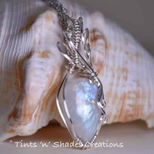 Teardrop Rainbow Moonstone Necklace
