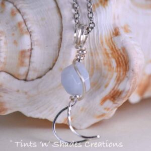 Blue Lace Agate Chic Moon Necklace