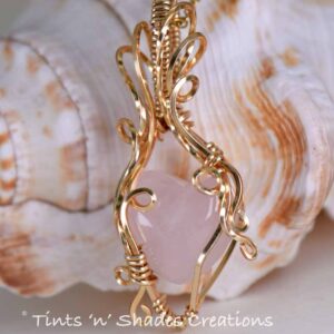 Pink Golden Heart Rose Quartz Necklace