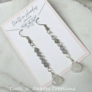 Taerdrop Moonstone with Labradorite Dangle Earrings