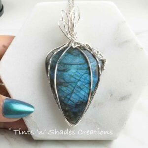 Large Teardrop Blue Labradorite Necklace